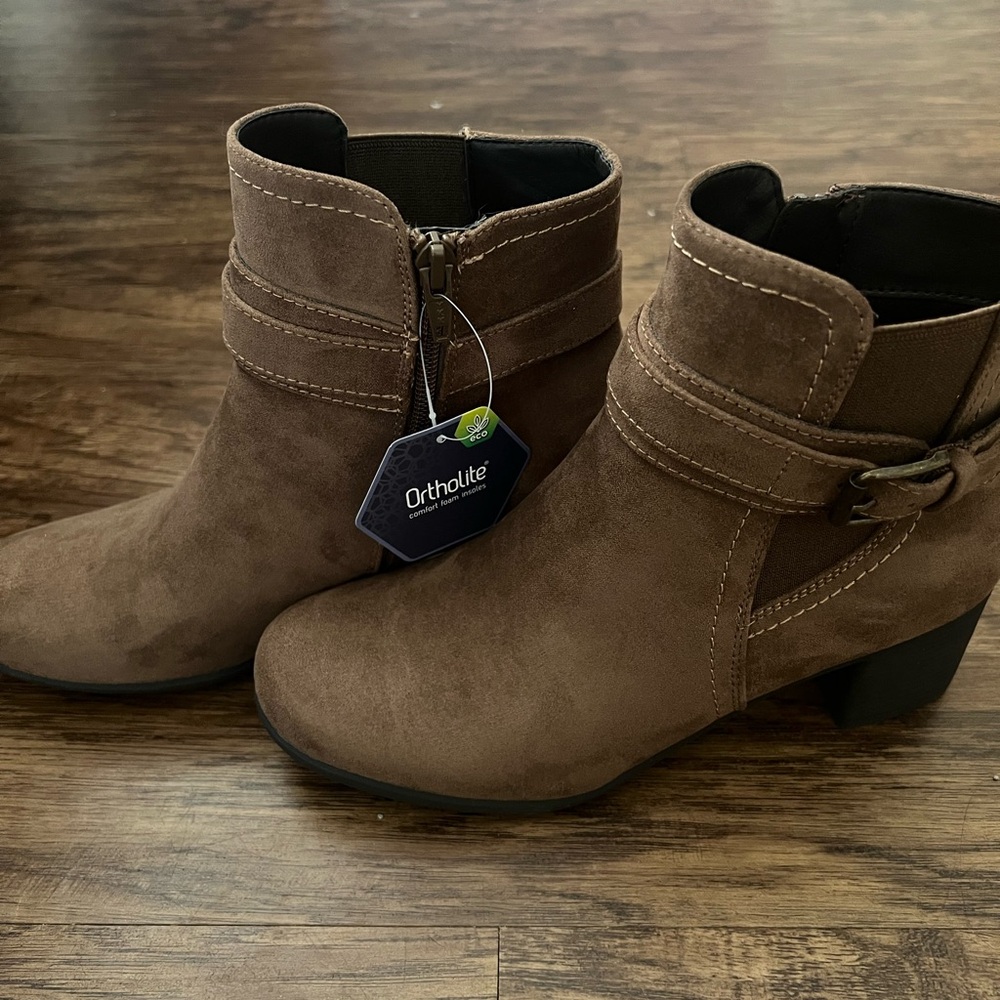 Croft & Barrow Brown Faux Suede Ankle Boots